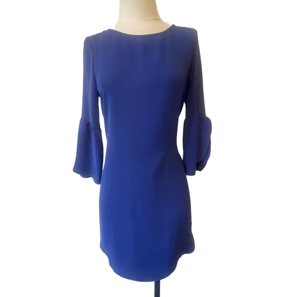 Anthropologie EVERLY Purple Wide Bell Sleeve SHIFT DRESS 100% Polyester Small - Picture 2 of 5